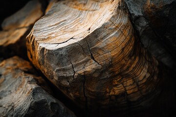 Aufkleber - Close-up of weathered, cracked wood texture, showing natural grain and color variations.