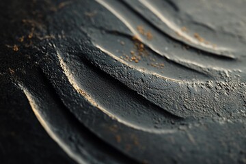 Wall Mural - Close-up of dark, textured surface with wave-like patterns and gold accents.