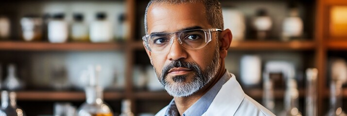Poster - Serious scientist in lab coat.