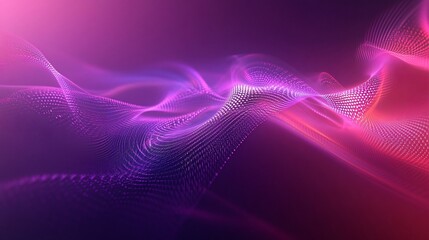 Poster - Abstract pink and purple wave of glowing particles.