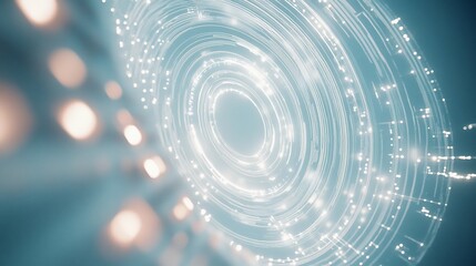 Leinwandbilder - Abstract swirling light circles, glowing energy, futuristic technology background.
