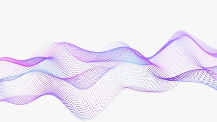 Leinwandbilder - Futuristic wave with many dots. Abstract motion background of colored dots. Technology or science. 3d rendering