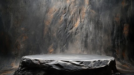 Aufkleber - Dark stone platform against a textured wall.