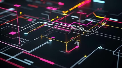 Aufkleber - a macro view of a digital screen showing a flowchart of an automated workflow with highlighted steps