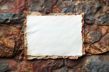 Poster - Blank aged paper on a stone wall background.