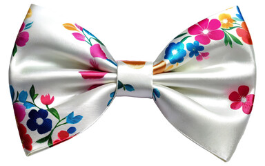 Wall Mural - ribbon bow with flowers print on transparent background