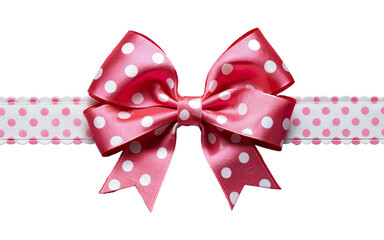 Wall Mural - red ribbon bow with white dots on transparent background