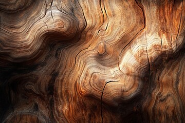 Aufkleber - Close-up of intricate wood grain patterns, showcasing swirling textures and rich brown hues.