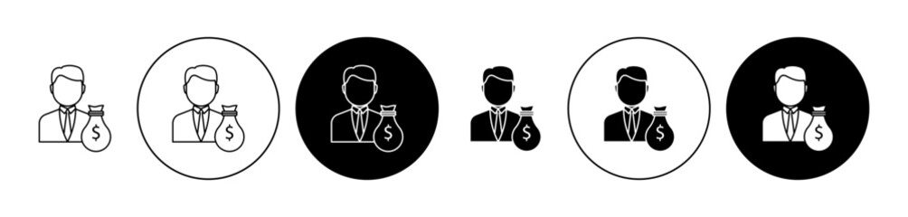 Wall Mural - Investor vector icon collection in black filled and outlined versions