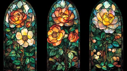 Canvas Print - Stained Glass Flowers