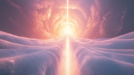 Wall Mural - Surreal Journey Through Cosmic Tunnel of Light and Dreamy Clouds