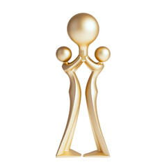 Poster - A gold sculpture depicts two figures cooperatively holding aloft a lightbulb symbolizing shared ideas and teamwork.