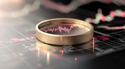 Poster - Magnifying Glass Focused on Financial Data Graphs and Statistical Analysis Charts for Research Purposes