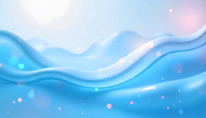 Wall Mural - Abstract blue wave background with light effect and glitter particles design