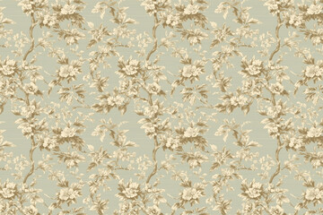 Poster - Floral Toile Tapestry Pattern. Vintage botanical wallpaper pattern. Background image. Created with Generative AI technology