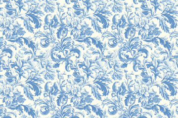 Poster - Floral Toile Tapestry Pattern. Vintage botanical wallpaper pattern. Background image. Created with Generative AI technology