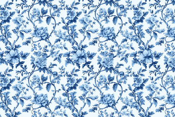 Poster - Floral Toile Tapestry Pattern. Vintage botanical wallpaper pattern. Background image. Created with Generative AI technology