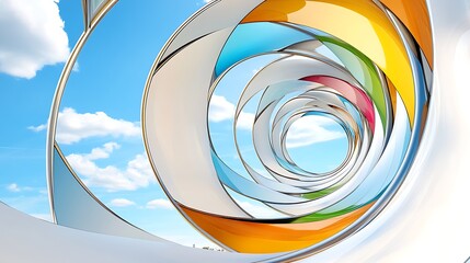 Wall Mural - Abstract Colorful Spiral  Sky Background  Modern Architecture Design