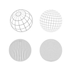 collection of various designs of wireframe globes. globe icon vector illustration design. globe grid