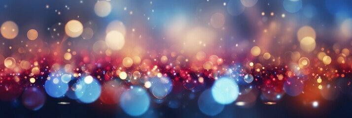 Poster - Bokeh Lights in Blue, White, and Maroon Creating a Dreamy Atmosphere for Background or Decoration in Various Creative Projects