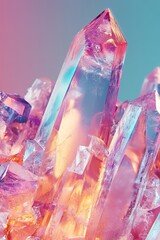 Poster - Artistic design features vibrant sugar crystals arranged in geometric shapes, set against a smooth pastel backdrop, offering ample space for text incorporation and visual impact