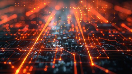 Poster - Glowing digital grid representing a data network