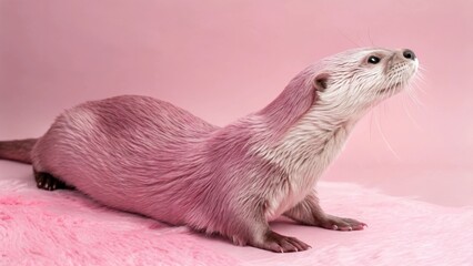 Canvas Print - close up of a pink otter