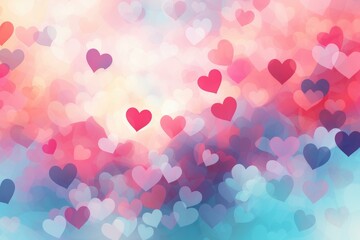 Poster - Colorful hearts floating on a vibrant background evoke feelings of love and affection