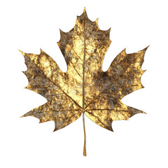 Poster - A single, gold-leafed maple leaf is presented against a white background, showcasing its intricate details and autumnal aesthetic.
