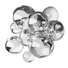 Aufkleber - The image shows a cluster of  translucent, reflective spheres in shades of grey and white against a plain background.