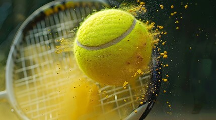 Aufkleber - tennis racket and ball with powder dynamic composition art digital, ai generated. energy of sports t
