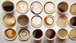© Abigail - various coffee cup ring stains arranged in a grid highlighting natural artistic patterns perfect for badge design ideas