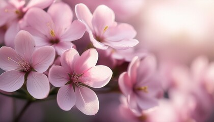 Wall Mural - cluster of delicate pink flowers closeup