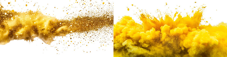 Aufkleber - Gold glitter. Golden sparkle confetti. Shiny glittering dust. Luxury gold dust sparkle explosion. Png transparency