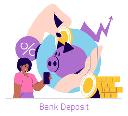 Sticker - Banking Sector. Flat Vector Illustration