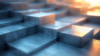 Poster - Abstract metallic cubes, geometric pattern, 3D rendering.