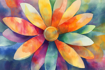 Poster - A colorful watercolor painting of a flower