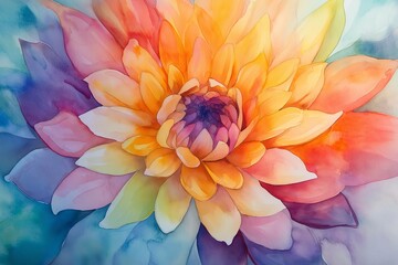 Poster - A colorful watercolor painting of a flower