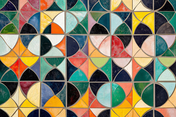 Aufkleber - A colorful mosaic with a geometric pattern.