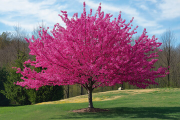 Poster - A blooming cherry blossom tree in spring