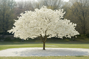 Wall Mural - A blooming cherry blossom tree in spring