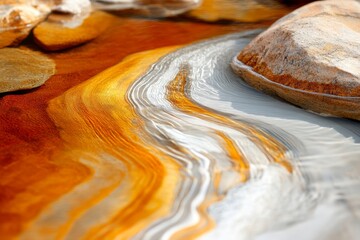Poster - A hyper-realistic close-up of the Virgin River in Zion, with every ripple, pebble, and reflection captured in intricate detail under natural light