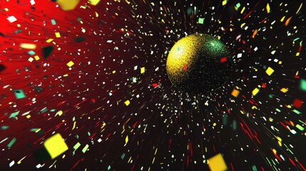 Canvas Print - Colorful Confetti Exploding Around A Sphere