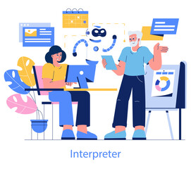 Poster - development process automation. flat vector illustration