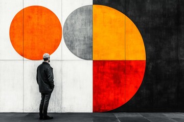 Poster - An abstract minimalist design of Ban JelaÄiÄ‡ Square, with geometric shapes in bold colors