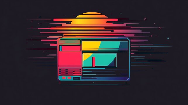 Retro computer graphic sunset
