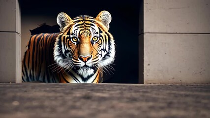 Wall Mural - Tiger with copy space background. World wildlife day concept.