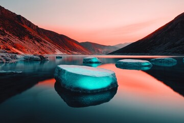 Aufkleber - A futuristic Zakynthos island with glowing bioluminescent cliffs, high-tech eco-resorts integrated into the landscape, and holographic guides at Navagio Beach