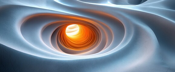 Poster - Abstract swirling tunnel with glowing light at the end.