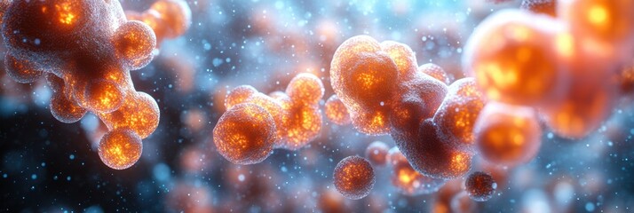 Poster - Nanoparticles creating an intricate and vibrant abstract structure in a scientific environment